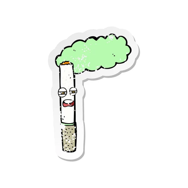 Retro Aufkleber Einer Karikatur Glücklich Zigarette — Stockvektor