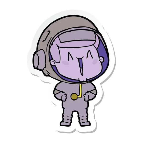 Adesivo di un astronauta cartone animato felice — Vettoriale Stock
