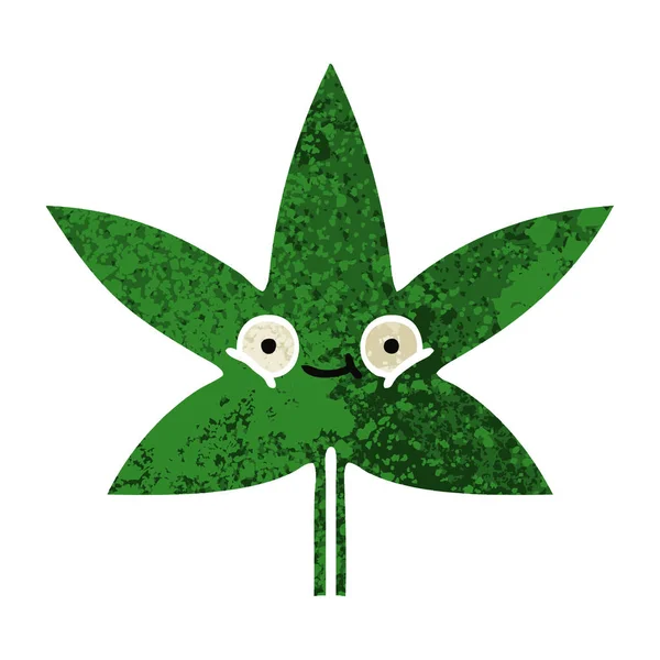 Ilustracja retro styl kreskówka liść marihuany — Wektor stockowy