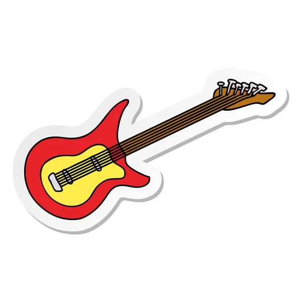 Handgezeichneter Aufkleber Cartoon Doodle Einer Gitarre — Stockvektor