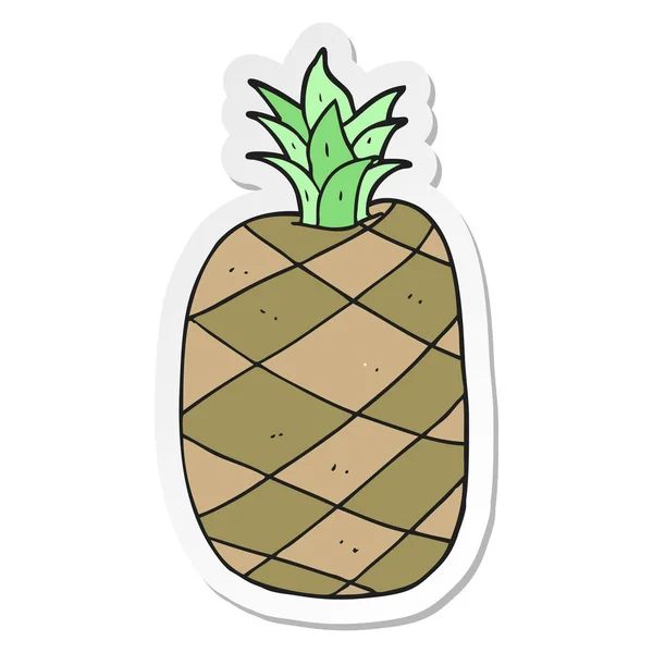 Klistermärke Tecknad Ananas — Stock vektor