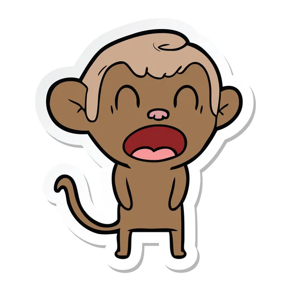 Aufkleber Eines Gähnenden Cartoon Affen — Stockvektor