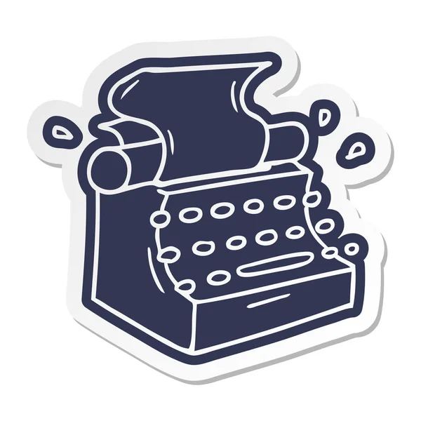 Cartoon Sticker Old School Typewriter — Stock Vector