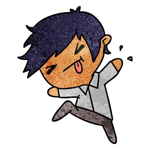 Desenhos animados texturizados de um menino bonito kawaii — Vetor de Stock