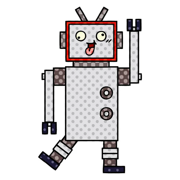 Comic Book Style Cartoon Crazy Robot — Stock Vector