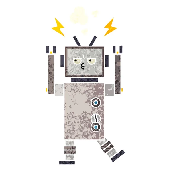 Retro Illustration Stil Tecknad Robot — Stock vektor