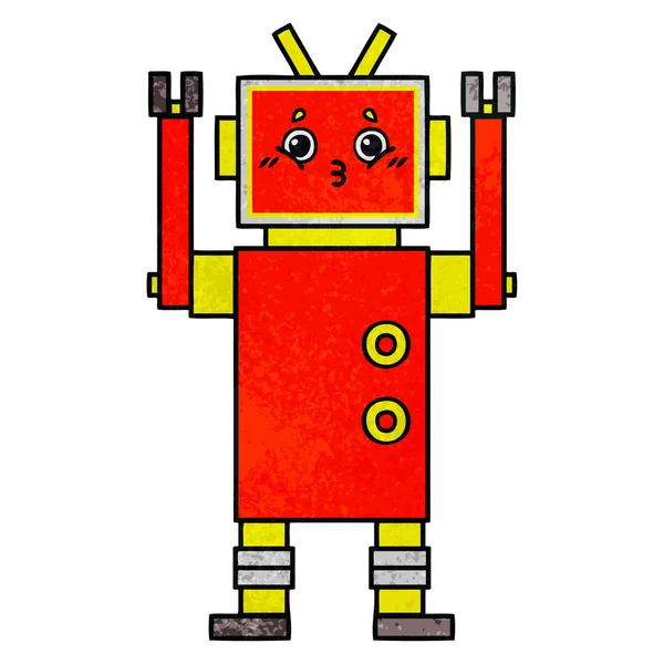 Retro Grunge Konsistens Tecknad Robot — Stock vektor