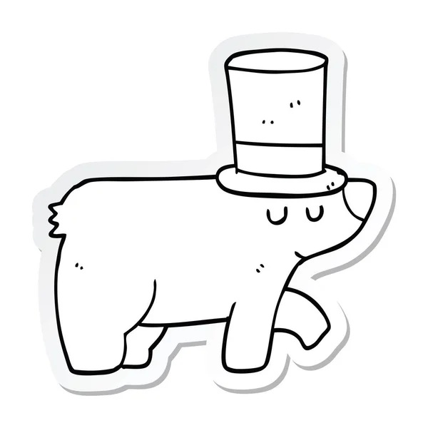 Etiqueta Urso Dos Desenhos Animados Usando Chapéu Superior —  Vetores de Stock