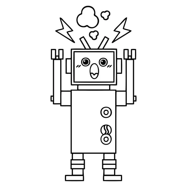 Kırık Bir Robot Çizim Karikatür — Stok Vektör