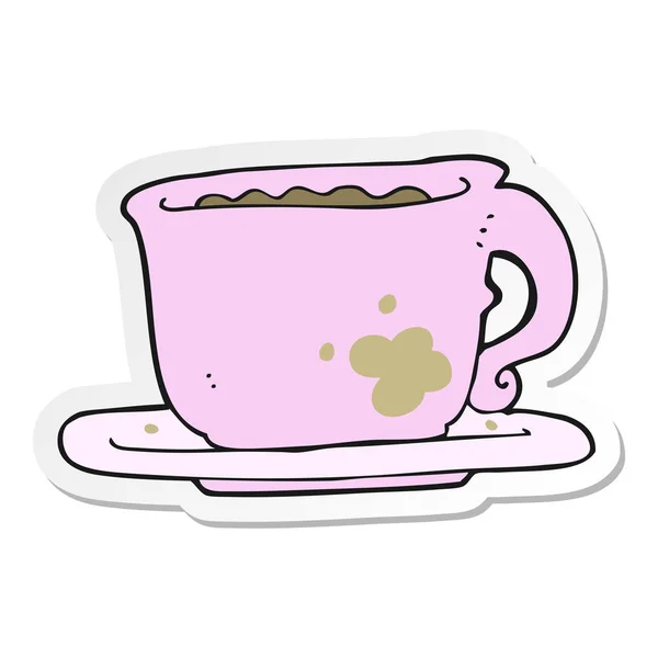 Sticker Van Een Cartoon Kopje Koffie — Stockvector