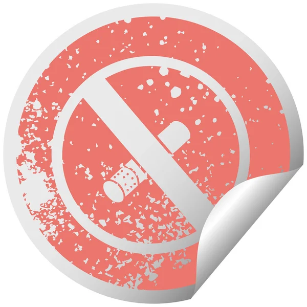 苦しめられた円形剥離ステッカー シンボル 喫煙の許可サイン — ストックベクタ