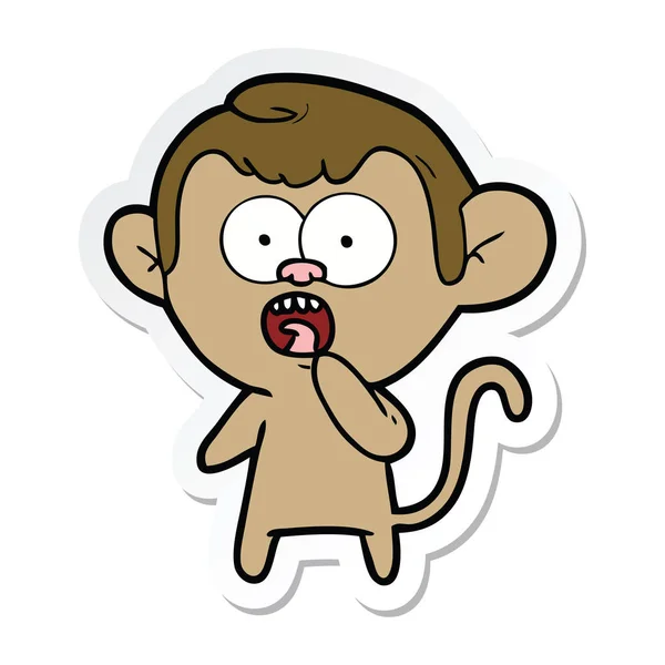 Etiqueta Macaco Chocado Desenho Animado — Vetor de Stock