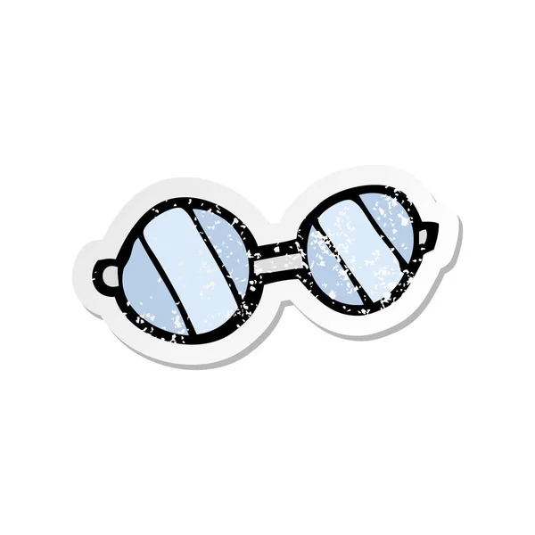 Retro Distressed Sticker Cartoon Glasses — Stock Vector