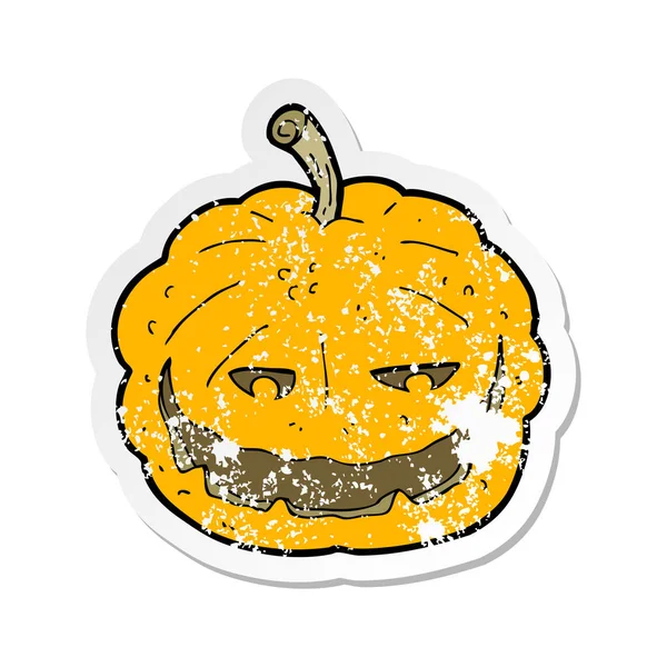 Pegatina Retro Angustiado Una Calabaza Halloween Dibujos Animados — Archivo Imágenes Vectoriales