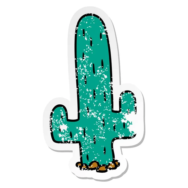 Distressed sticker cartoon doodle of a cactus — Stock Vector