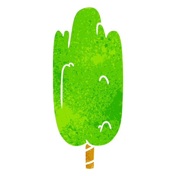 Handgezeichnetes Retro Cartoon Doodle Einzelner Grüner Baum — Stockvektor