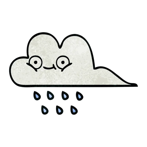 Caricatura Textura Grunge Retro Una Nube Lluvia — Archivo Imágenes Vectoriales