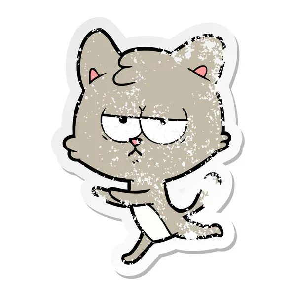 Aufkleber Einer Gelangweilten Cartoon Katze — Stockvektor