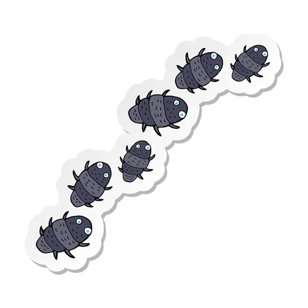Sticker of a line of bugs cartoon — Stock Vector