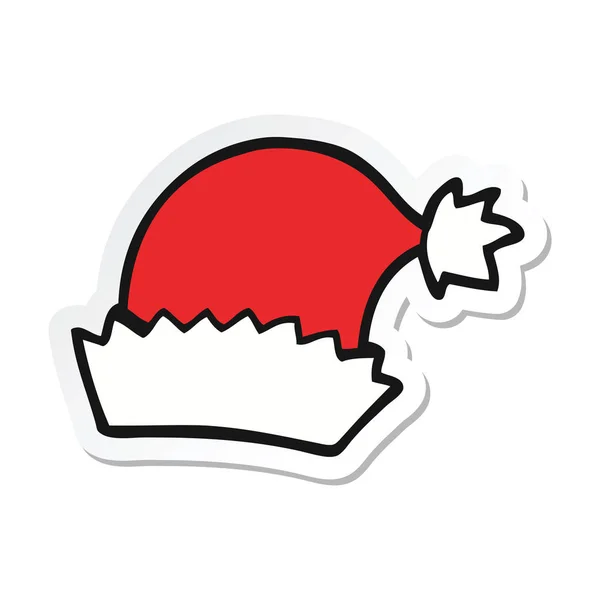 Autocollant d'un chapeau de Noël dessin animé — Image vectorielle