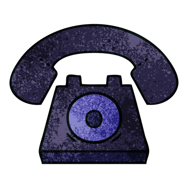 Retro Grunge Textura Desenhos Animados Telefone Antigo —  Vetores de Stock