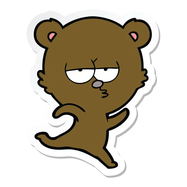 Etiqueta Desenho Animado Urso Execução —  Vetores de Stock