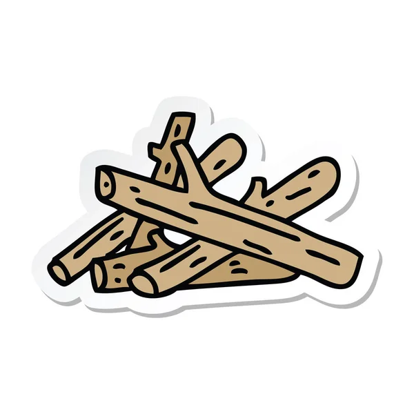 Etiqueta Uma Mão Peculiar Desenhado Cartoon Logs — Vetor de Stock