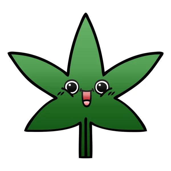 그라데이션 음영된 만화 마리화나 잎 — 스톡 벡터