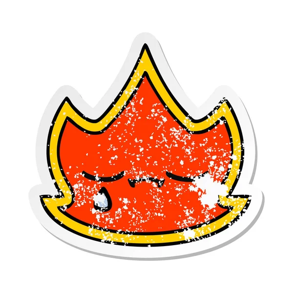 Distressed sticker of a cute cartoon fire — Stock Vector