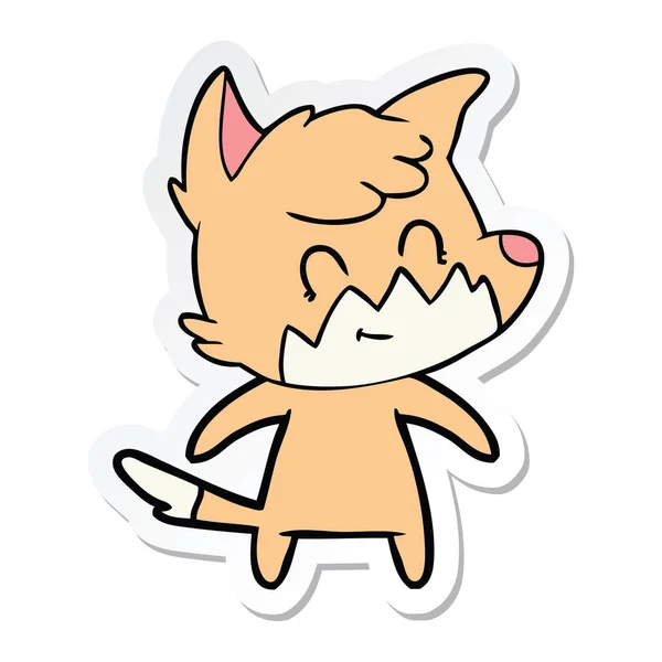 Pegatina de un zorro amigable de dibujos animados — Vector de stock