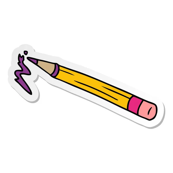 Autocollant Dessiné Main Gribouille Dessin Animé Crayon Coloré — Image vectorielle