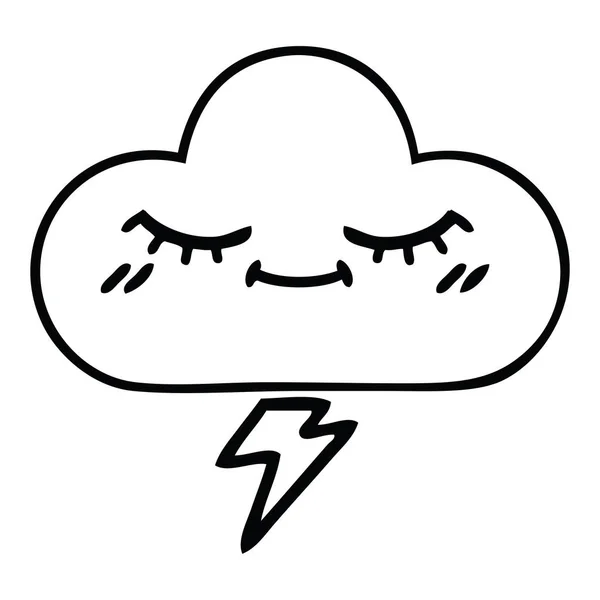 Linha desenho cartoon tempestade nuvem — Vetor de Stock