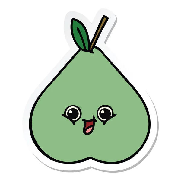 Sticker Voor Een Leuke Cartoon Groene Pear — Stockvector