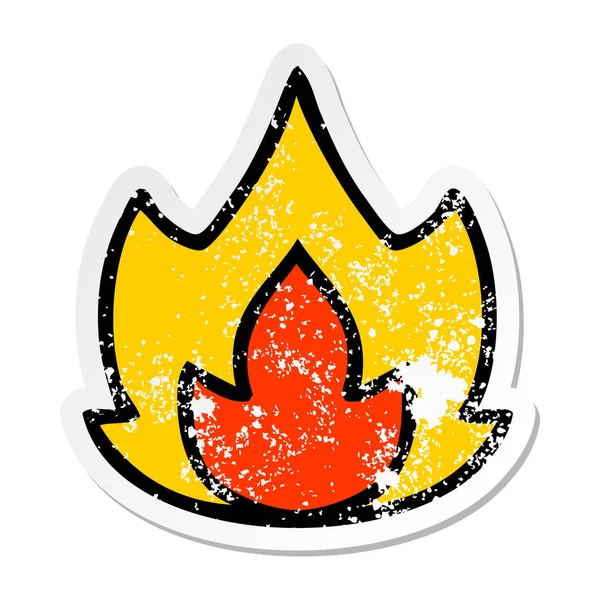 Distressed Sticker Cute Cartoon Fire — Stock Vector