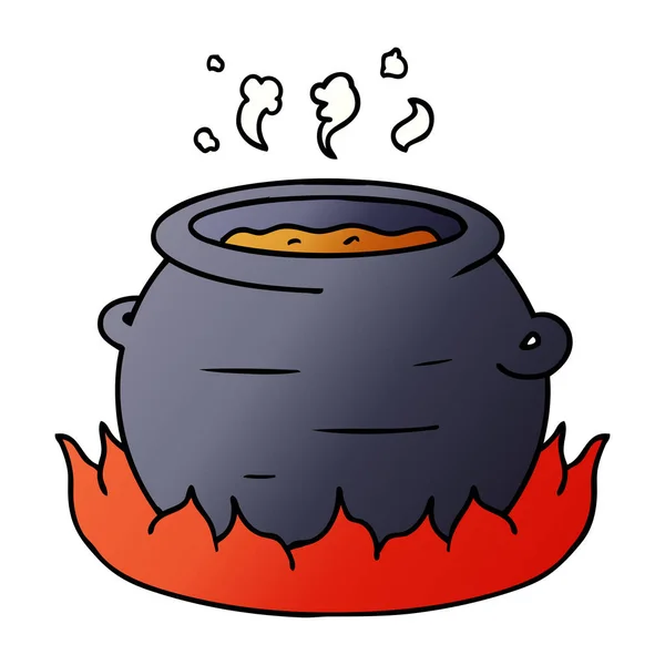 Gradient cartoon doodle of a pot of stew — Stock Vector