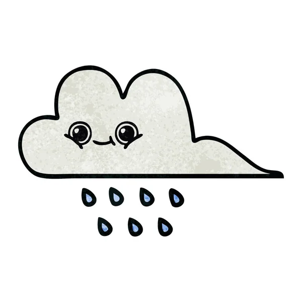 Ρετρό grunge υφή γελοιογραφία σύννεφο βροχής — Διανυσματικό Αρχείο