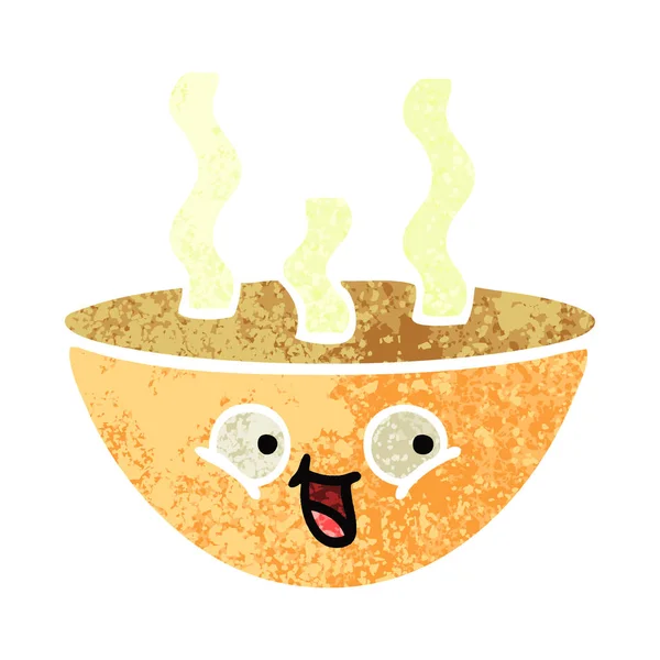 复古例证样式漫画一碗热汤 — 图库矢量图片
