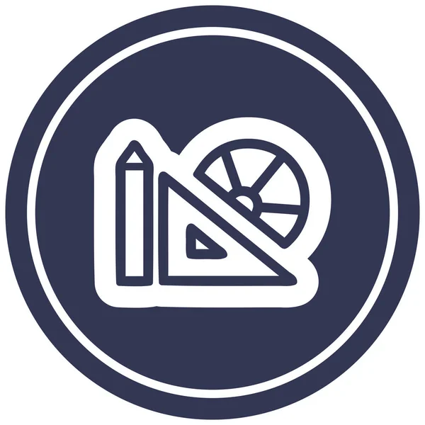 Math equipment circular icon — Stock Vector