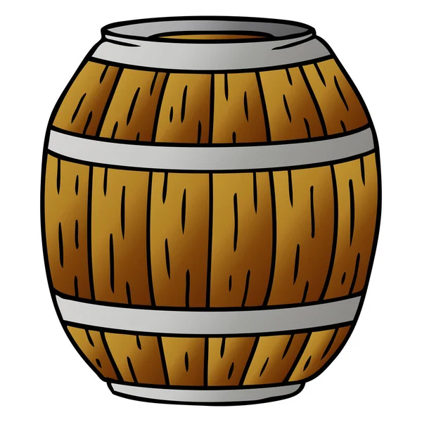Hand Drawn Gradient Cartoon Doodle Wooden Barrel — Stock Vector