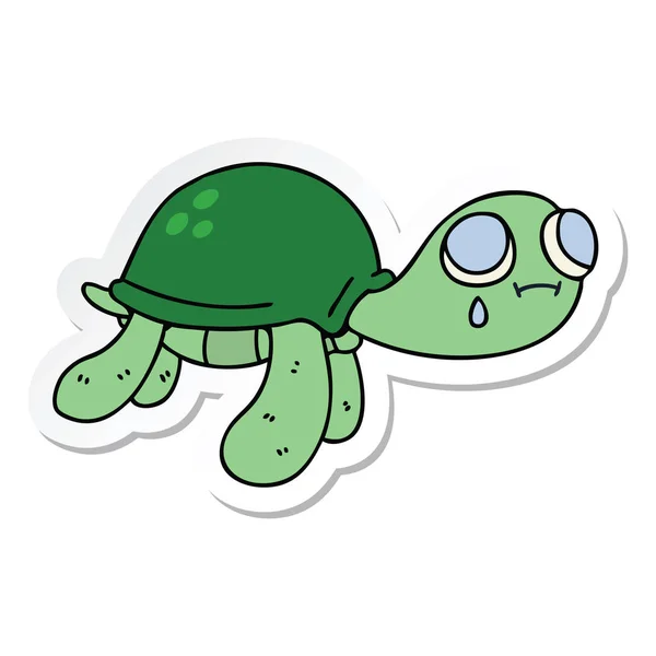 Sticker Quirky Hand Drawn Cartoon Turtle — Stock Vector