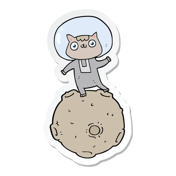 Sticker Van Een Leuke Cartoon Astronaut Kat — Stockvector