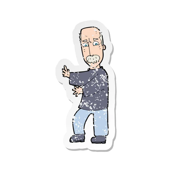 Retro distressed sticker of a cartoon angry old man — Stock Vector