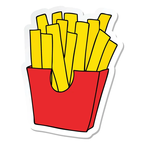 Sticker van een eigenzinnige hand getrokken cartoon Franse frietjes — Stockvector