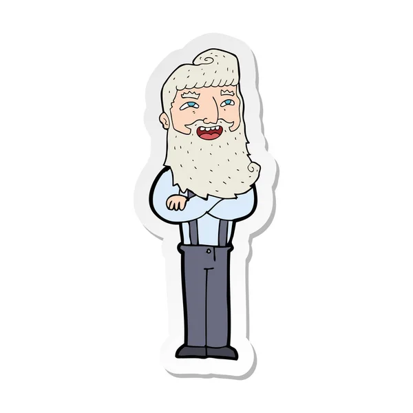 Sticker Cartoon Happy Man Beard — Stock Vector