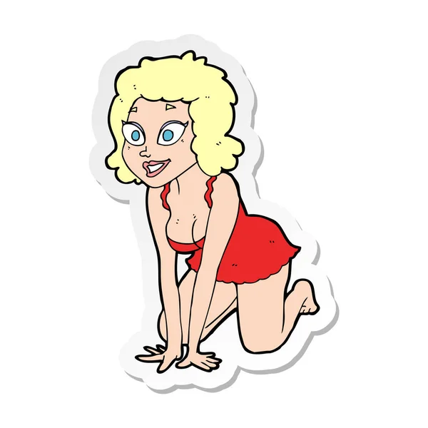 Sticker Cartoon Funny Sexy Woman — Stock Vector