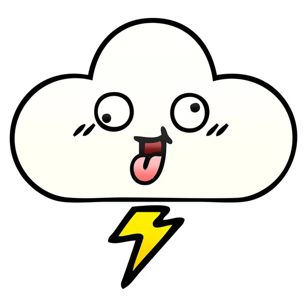 Desenho Animado Sombreado Gradiente Uma Nuvem Tempestade — Vetor de Stock