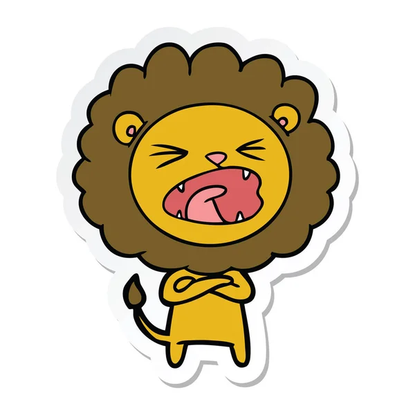 Sticker of a cartoon lion — Stock Vector