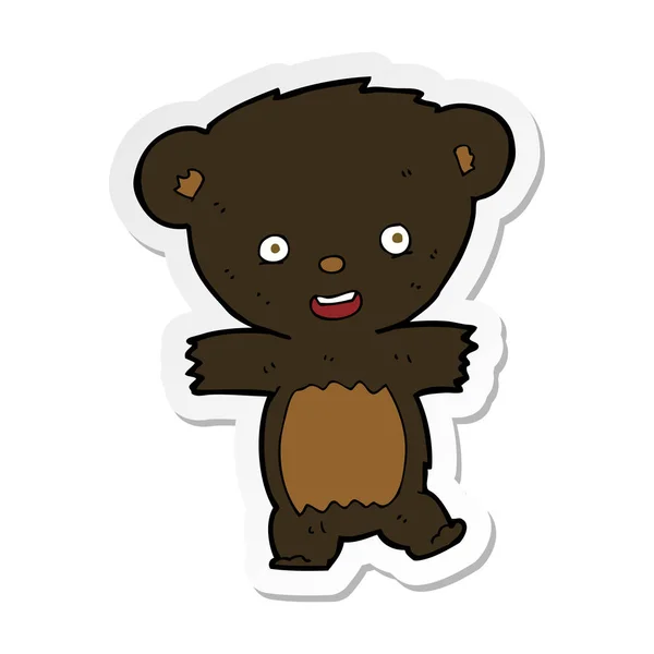 Αυτοκόλλητο Από Μια Γελοιογραφία Teddy Μαύρη Αρκούδα Cub — Διανυσματικό Αρχείο