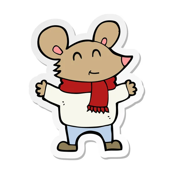 Sticker of a cartoon mouse — Stock Vector