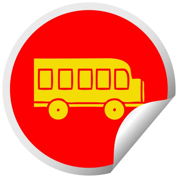 Εγκύκλιος Αποφλοίωση Αυτοκόλλητο Κινουμένων Σχεδίων Ενός Σχολικού Λεωφορείου — Διανυσματικό Αρχείο